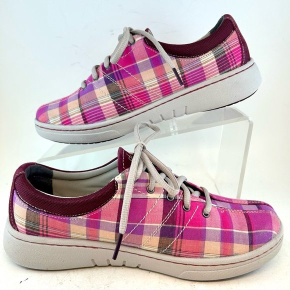 Dansko Pink Purple Plaid Madras Brandi Lace Up Sneakers, size 37 6.5 7 - Picture 4 of 11
